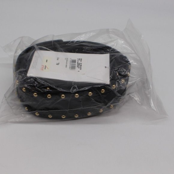 $1050 Salvatore Ferragamo Women's Black Leather W/Gold Studs Size 70 - Picture 4 of 5
